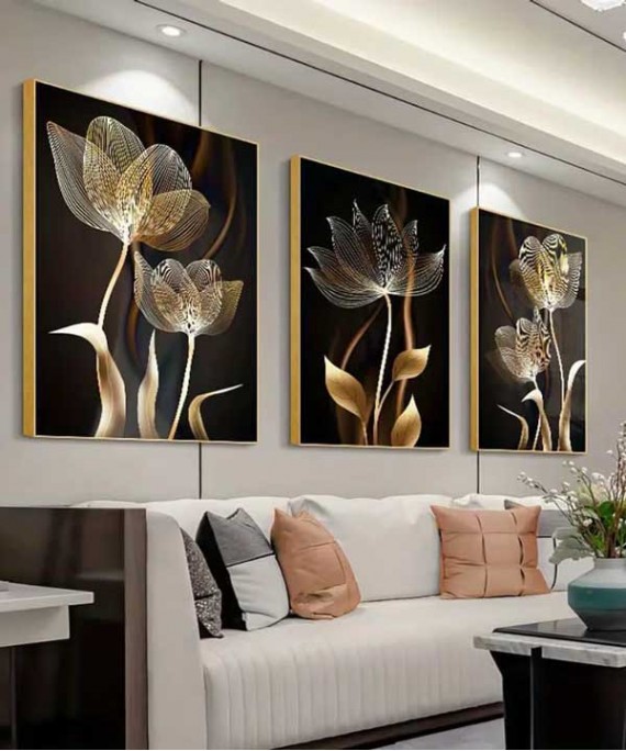 BLack Design 60*90 Cm Crystall Porsalein Painting Decorative Living Room
